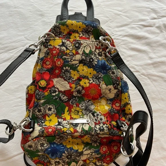 RARE~Rebecca Minkoff Julian Mini Convertible Floral Canvas Backpack Rebecca Minkoff Julian Convertible Mini Backpack Multicolor  main image 4